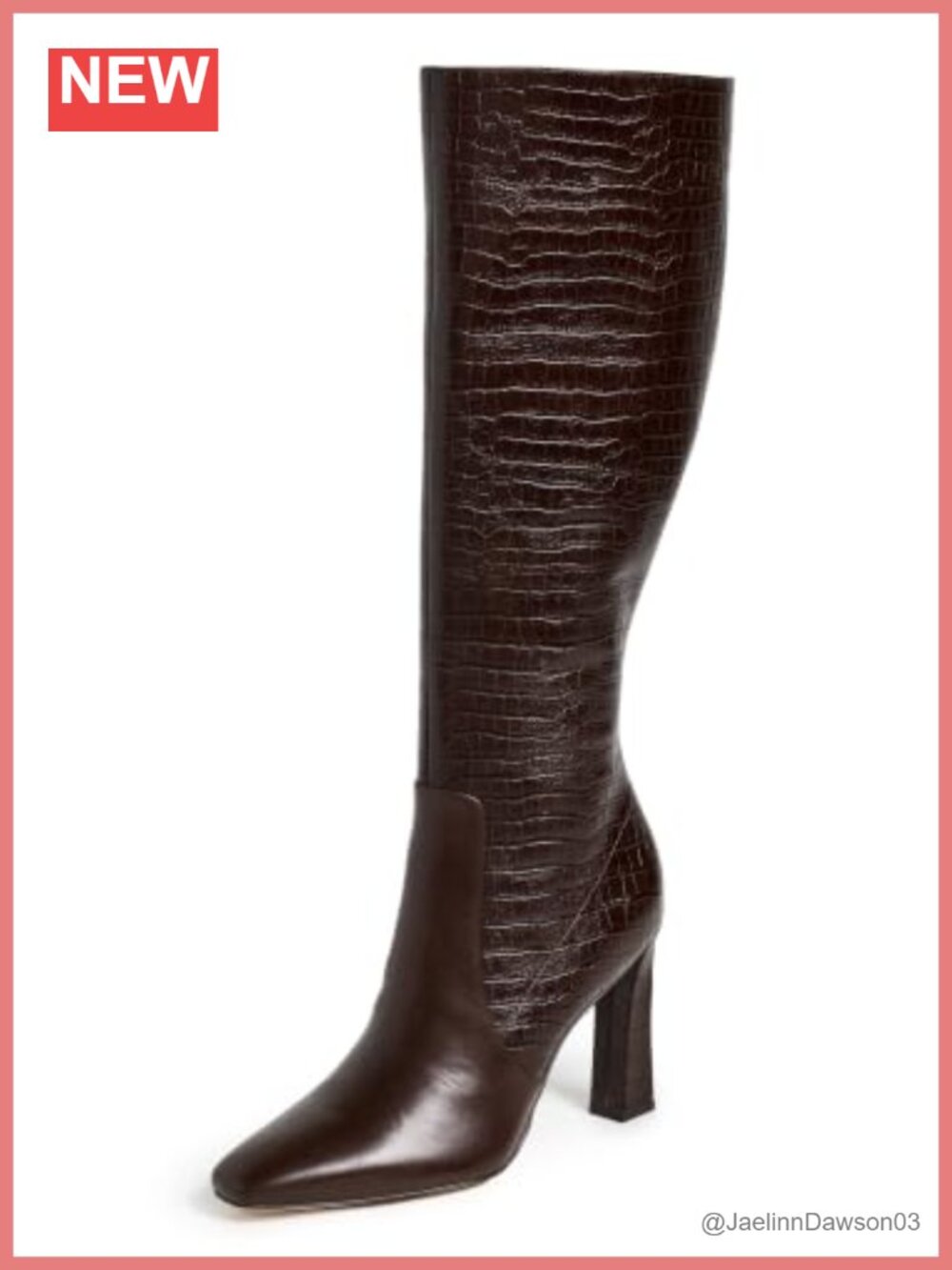 Leather Knee-High Snip Toe Zip Boots Flared Heel